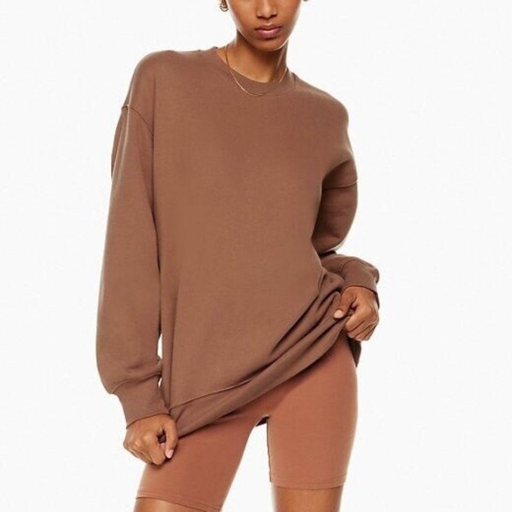 Excellent Preowned Brown Aritzia TNA Cozy Boyfriend Crewneck Sweatshirt Medium